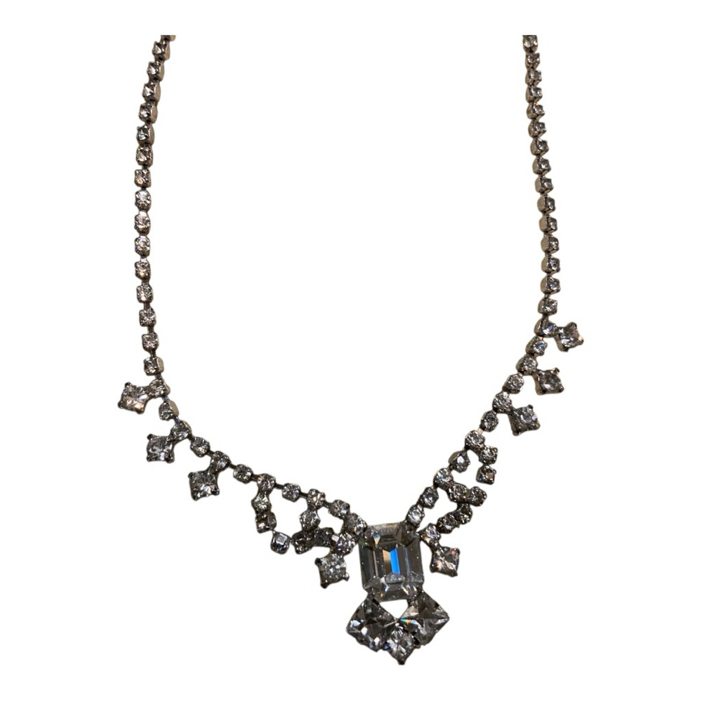 Coro Rhinestone Necklace Silver Tone - Picture 3 of 8